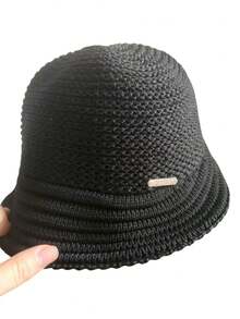 1pc Women Knitted Breathable Fisherman Cap, Multi-Color Korean/Japanese Minimalist & Versatile Slim Sun Hat, Made Of Polyester Fiber - Multicolor - View 14