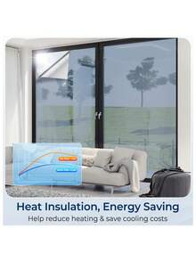 单向透视隐私窗膜，100% 防紫外线，遮光隔热，保护隐私，防止偷窥，家用玻璃窗膜，适用于家庭、办公室、厨房及其他房间装饰，墙贴 - 銀色 - 查看 4