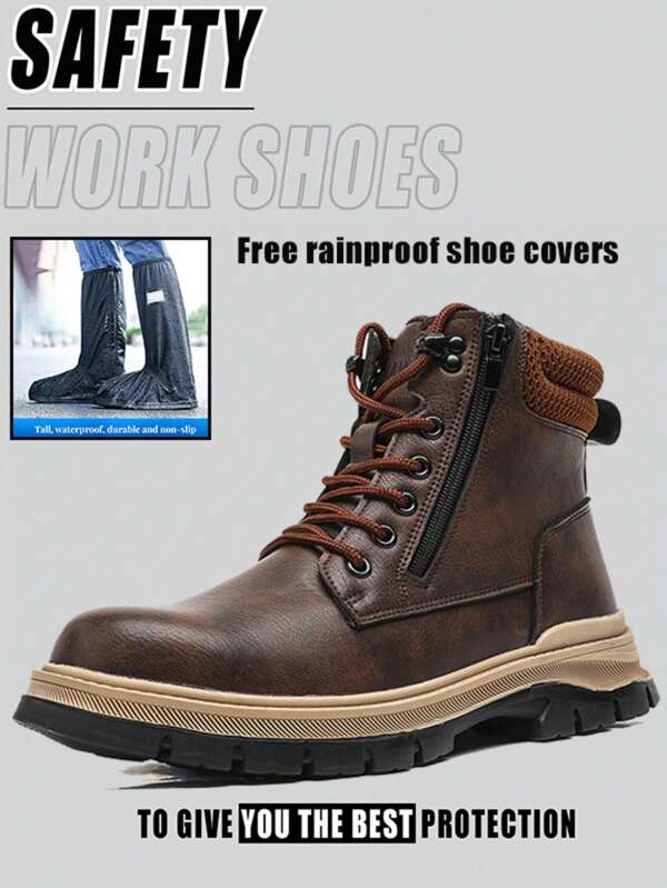 Women's Steel Toe Boots With Anti Smash And Anti Puncture Functions, A Fashionable High Top Men's Work Trainer For Women, Suitable For Year-Round Wear Or Outdoor Hiking With Rubber Soles And Anti Slip Work Boots. Industrial Outdoor Architecture Garden Construction Site Foot Protection Work Shoes Comfortable Breathable Soft Bottom Work Site Boots Outdoor Exploration Mountaineering Shoes Zipper Casual Shoes