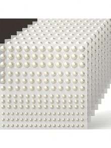 660pcs Adhesive Pearl Stickers, 4 Sizes, Cream-Colored Pearl Jewelry, Hair, Mobile Phone Decoration, 0.12 Inches/0.16 Inches/0.20 Inches/0.24 Inches