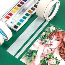 3 Rolos de Fita Adesiva Removível (0,59/0,79/1,18 Polegada X 394 Polegada), Adequada para Aquarela, Esboço, Pintura, Molduras de Tela de Aquarela, Tack Médio, Ideal para Artes em Papel - Branco - Visão 2