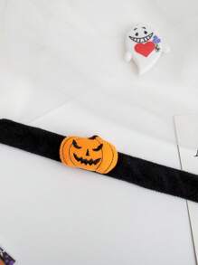 6pcs Halloween Kids Slap Bracelet Set, Pumpkin Ghost Plush Slap Bands, Party Favors