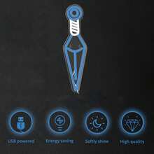 1 pieza Señal de neón LED de arma de anime, para decoración de pared y mesa, letreros luminosos señales de neón con alimentación USB, para decoración de dormitorio, boda y fiesta - Blanco+Azul - Ver 7