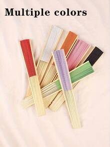 Personalized Engraved White Folding Fan, Custom Lettering Fan, Personalized Wedding Fan, Engagement Gift, Bridal Gift, Party Favor, Best Man Gift, Wedding Thank-You Gift, Birthday Gift, Baptism Gift, First Communion Gift, Personalized Gift Idea, Bamboo Folding Fan, Can Be Used For DIY Creative Blank Printing Advertising Gifts. Multifunctional, Highly Decorative, And Of Superior Quality, It Is An Ideal Gift For Her, Suitable For Tea Room, Valentine's Day, Mother's Day, Father's Day. - Multicolor - View 2