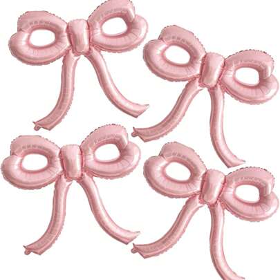 4pcs 30-Inch Pink Bow Balloons, Bow Decor For Birthday, Baby Shower, Bridal Shower, Bachelorette Party, Mother's Day, Anniversary, Birthday Party, Butterfly Theme Party, Baby Shower Supplies, Baby Shower Gifts, Gender Reveal, Baby Shower Favors, Boy Mom, Pregnancy, 1st Birthday