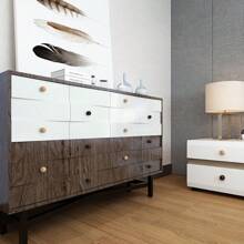 天然实木橱柜把手北欧厨房抽屉拉手胡桃木耐用圆形木制旋钮家具把手 - 櫸木胡桃木 - 查看 6