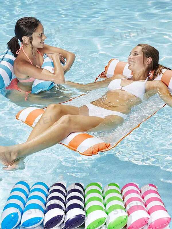 Hamaca de piscina 4 en 1, flotador de agua inflable para adultos, cama flotante de PVC para deportes acuáticos, bomba de aire, silla flotante plegable de verano, adecuada para piscina, playa y otras actividades acuáticas