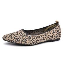 Knit Flats - Pointed Toe Knitted Flats - Solid Color, Slip On, Breathable - Casual, Everyday Wear - Women - Comfortable, Stylish, Versatile - Effortless Style, All Day Comfort - Leopard - View 2