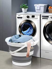 1pc Foldable Bucket, New School Supplies, With Handle Laundry Basket, Laundry And Bathroom Items, Foot Tub, Laundry Basin And Lingerie Basin, Multifunctional Bathroom Accessories, Bathroom Storage And Organization, Gifts, Sanitary Supplies, School Supplies, Seasonal School Products - Multicolor - View 1