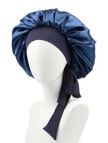 1 件个性化徽标弹力丝带纯色女士长发睡帽、化妆头巾、卷发护理帽 - A - 查看 31