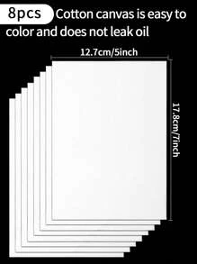 8 片装画布，5x7 英寸画布板，白色空白平面画布板，适用于油画、丙烯画、水彩画，- 18x13 厘米画板，适用于油画、丙烯画和水彩画 - 白色 - 查看 1