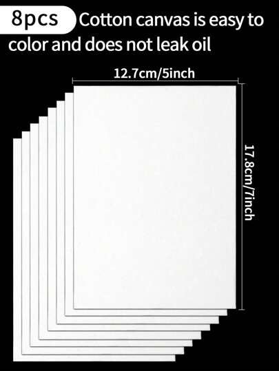 8pcs Pack Canvases For Painting, Canvas Panels 5x7 Inch, White Blank Flat Canvas Board For Oil Acrylics Watercolor Tempera Paints, - 18x13 Cm Painting Boards For Oil, Acrylic & Watercolor Art