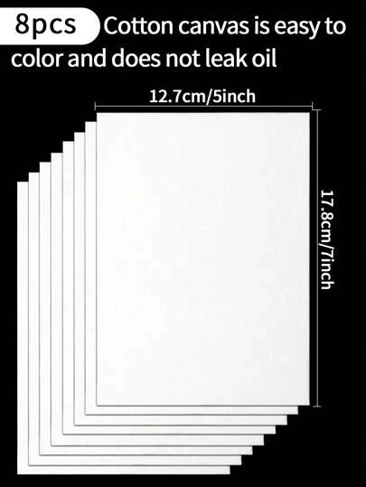 8-pack målardukar för målning, kanvaspaneler 5x7 tum, vit tom platt duktavla för olje-, akryl- och akvarellmålningar, - 18x13 cm målarbrädor för olje-, akryl- och akvarellkonst