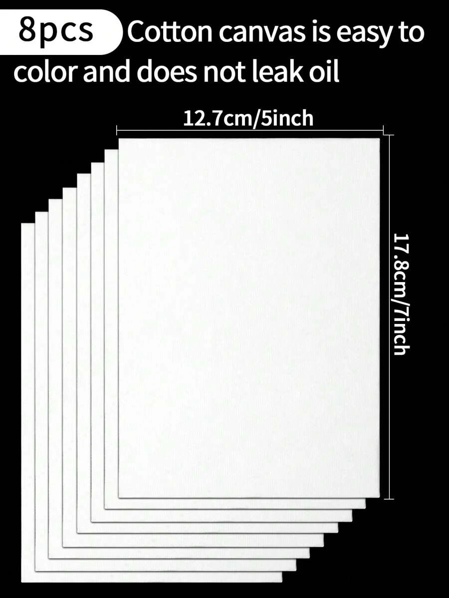 8 片装画布，5x7 英寸画布板，白色空白平面画布板，适用于油画、丙烯画、水彩画，- 18x13 厘米画板，适用于油画、丙烯画和水彩画 - 白色 - 查看 1