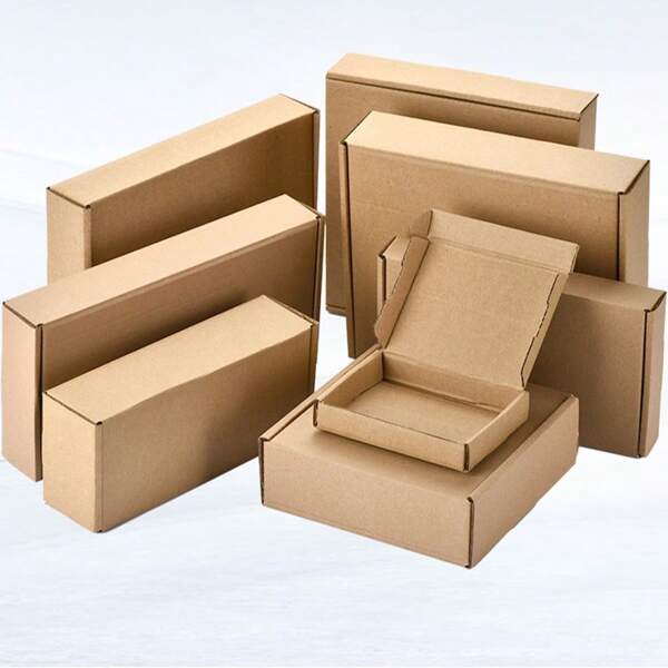 1pc Kraft Paper Packaging Box, Courier Box, Corrugated Paper Box With Lid, Khaki Color Gift Box