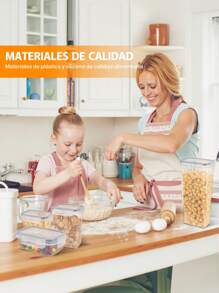 Set 42 recipiente hermético contenedor alimentos almacenar transparentes, organizadores cocina apilables juego multiusos plástico resistente, gran capacidad - Blanco - Ver 5