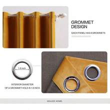2 Panels Blackout Curtains Solid Soft Grommet Mustard Yellow Thermal Insulated Soundproof Room Darkening Curtains/Drapes/Panels Fall Living Room Bedroom 52 X 90 Inch - 芥末黃 - 查看 3