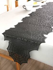 1/4/6pcs Decorative PVC Table Runner, Placemat, Coaster, Home Restaurant Decor, Holiday Supplies, Party Gifts, Theme Set - Black - View 4