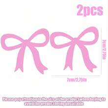 2 件可爱蝴蝶结女士汽车贴花 - 幻想主题乙烯基贴纸，光面，卡通图案自粘玻璃表面，不对称形状，一次性使用 - 均碼 - 查看 3