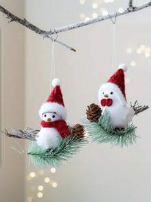 1 件/3 件可爱毛绒鸟饰品 - 鸟儿栖息在树枝上，节日挂饰，圣诞树装饰，生日庆祝，独特礼物，家居装饰 - 彩色 - 查看 2