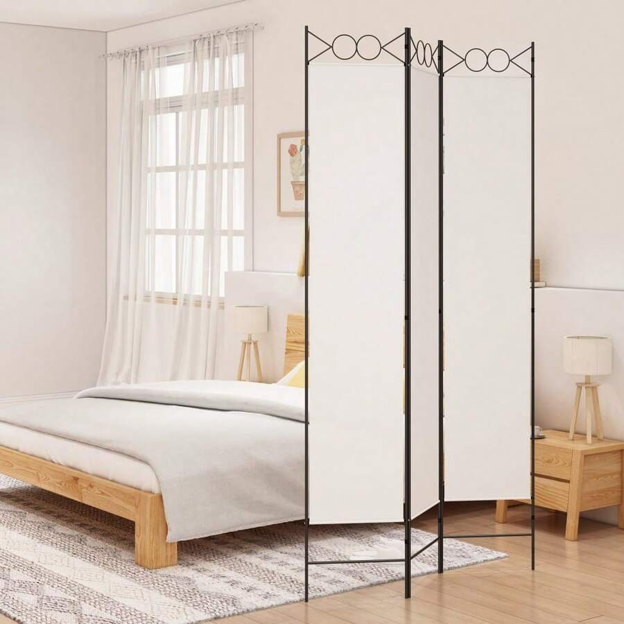 vidaXL Divisorio A 3 Pannelli Bianco 120x220 Cm In Tessuto - 白色 - 查看 1
