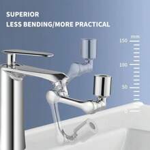 1pc Silver Mechanical Arm Universal Faucet Rotatable Spout Extension Spout Bubbler Anti-Splash Spout Gods, Bathroom Kitchen Toilet Universal - Silver - View 2