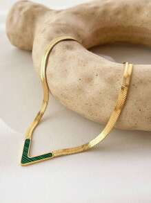 CVNANA 1 Stück stilvoller personalisierter V-förmiger Anhänger Halskette aus Edelstahl - eleganter, simpler Stil, Valentinstag Geschenk mit Alltagsschmuck und Party-Schmuck, ganzjährig raffinierte Metallhalskette für lässige Outfits, formeller Damenschmuck-Accessoire, raffinierter Stil