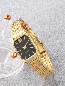 6pcs/Set Luxury Women's Business Quartz Watch With Square Chain Bracelet & Jewelry Set