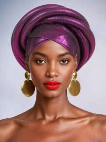 女士夸张非洲头巾交叉帽檐立体造型高档宴会头饰 - 彩色 - 查看 14