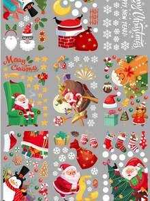 9PCS/Set Reusable Christmas Window Stickers Christmas Tree Window Stickers Christmas Scene With Snowflakes Reindeer Gingerbread Man, Double Sided Xmas Window Decals For Holiday Winter Party Supplies Christmas Christmas Decorations Christmas Pajamas Christmas Gifts Christmas Decor