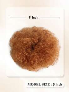 A Pair Fluffy Messy Elastic Rubber Band Hair Bun Hair Extensions ,Girl Heat-Resistant Synthetic Curl Hair Bun Ponytail Extension ,Hair Accessories For Women Natural Black/Brown Black/Dirty Orange - Multicolor - View 5