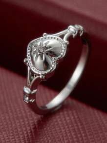 1Pc Heart Shaped Gold Colour Cz Rings For Women Elegant Female Accessories For Wedding Party Fancy Gift Jewelry - Ring - View 9