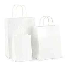 HOT BARGAINS 50 X Brown / White Paper Bags With Round Handles | Takeaway Carriers - White - View 1