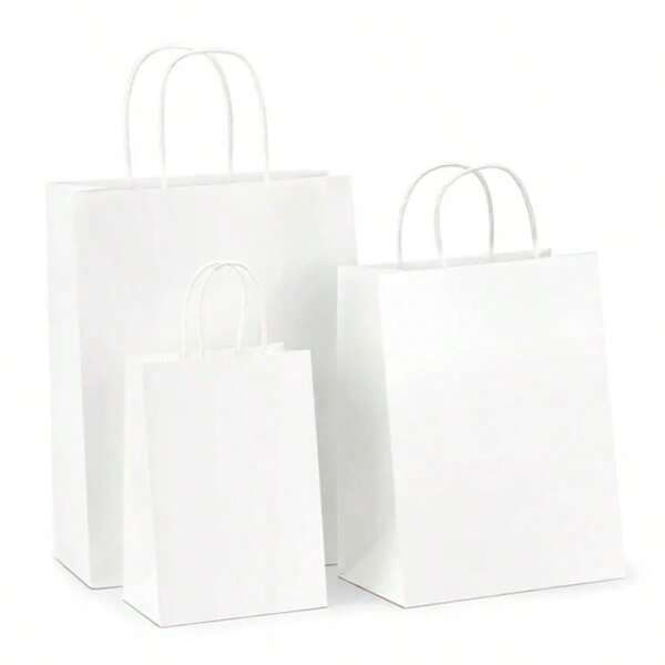 HOT BARGAINS 50 X Brown / White Paper Bags With Round Handles | Takeaway Carriers