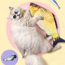 28cm逼真毛绒鱼玩偶（非电动）宠物抱枕仿真逗鱼毛绒玩偶逗猫毛绒鱼玩偶金鱼鲫鱼鲤鱼小丑鱼柔软填充动物鲤鱼毛绒抱枕玩偶创意睡垫（手工测量尺寸，可能有轻微偏差） - 彩色 - 查看 7