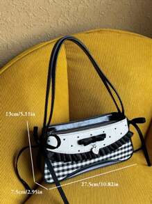 Bolso de axila lindo con diseño de moño, corazón, lunares y cuadros, diseño exclusivo, adecuado para ir al trabajo, salir, compras diarias, verano