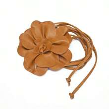 1 件女士 PU 皮革山茶花波西米亚蝴蝶结长腰绳，适合装饰西装连衣裙秋季、秋季、万圣节