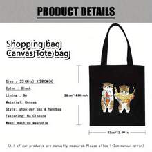 Cute Kitten Snack Tote Bag - Fashionable Durable Foldable Lightweight Shoulder Bag With Fixed Shoulder Strap, Black Cat Pattern Suitable For Daily Commuting, Shopping, Travel - Perfect Gift For Women, Cat Bag, Fun Illustration, Sturdy Shoulder Strap, Fashionable Accessory - Style 1 - View 6