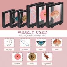 Set Of 6 3D Floating Frame Display Holder Stands, Floating Display Case Transparent PE Jewelry Storage Box Suspension Frame For Challenge Coin AA Medallions Medal(4.3x4.3in, 6.3X 6.3in) - 6 miếng màu đen + 4,3"x4,3", 6,3"x 6,3" - Xem 3