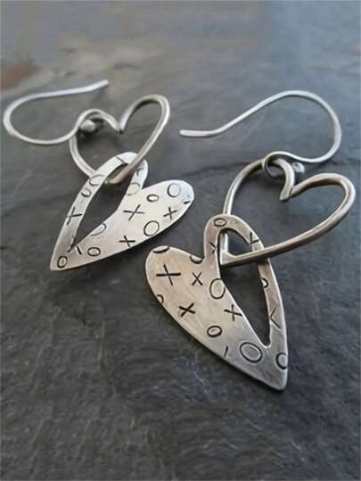 1 par de pendientes vintage minimalistas con corazón hueco, adecuados para el uso diario casual de las mujeres - regalo de joyería versátil y personalizada para amigos