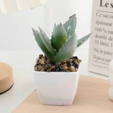 1件/4件仿真迷你多肉植绒迷你方形盆栽家居装饰室内阳台精美多肉盆栽-家居客厅、房间餐桌中心迷你盆栽装饰摆件