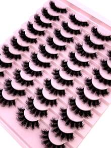 全新 20 对 3D 仿貂皮假睫毛自然凌乱睫毛交叉纤细蓬松睫毛怪异大睫毛睫毛浓密睫毛延长化妆假睫毛条状睫毛、睫毛、睫毛、假睫毛 - 黑色 - 查看 7