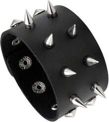 Eigso 3 Pcs Leather Punk Bracelets Men Women Of Rock Rivet Wrap Retro Spike Bracelet Adjustable - Black-6 Pcs 2 - View 9