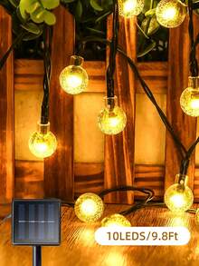 1pc Outdoor Solar Crystal String Light 38.99/22.59/15.99/10FT 10/20/50/100LED, Outdoor Solar Crystal String Light, Solar Crystal Ball Light, Spring, Summer, Garden, Lawn, Terrace, Pavilion, Courtyard, Christmas Decoration, Mother's Day,GiftBest Mom,Women,PartyDecoration - Warm White - View 14