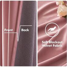 2 Panels Blackout Curtains Solid Soft Grommet Mustard Yellow Thermal Insulated Soundproof Room Darkening Curtains/Drapes/Panels Fall Living Room Bedroom 52 X 90 Inch - 腮紅粉紅 - 查看 4