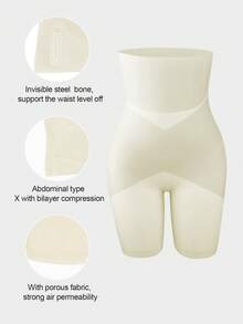 1pc Women High Waist Criss-Cross Tummy Control Seamless Shaping Shorts, Flat Belly Slimming Tight Pants, Shapewear Underwear - Yellow - View 9