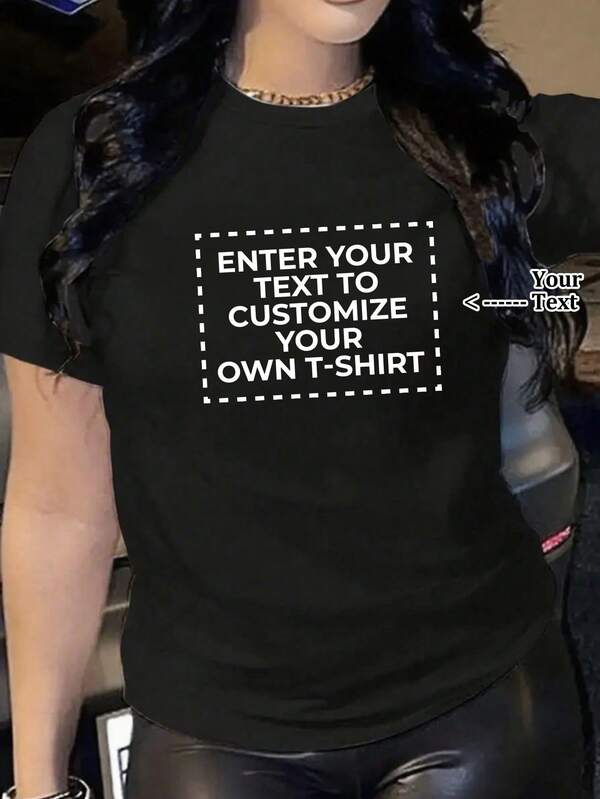 Customized Personalized Gifts, Customized Women's T-Shirts, Add Your Own Text And Photos (Badge Pattern/Company Logo/Family Photo/Selfie/Pet/Couple Photo), Design Your Own Personalized Printed T-Shirt As A Gift For Girlfriends, Couple's Dating Shirts, Etc.