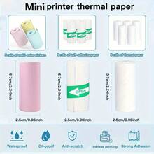 13 Rolls Thermal Printing Paper, Includes 5 Rolls Of Self-Adhesive Paper, 3 Rolls Of Colorful Thermal Paper, And 5 Rolls Of Thermal Paper, For Study Notes, Photos, Memos, Compatible With Most Portable Mini Printers - Multicolor - View 4