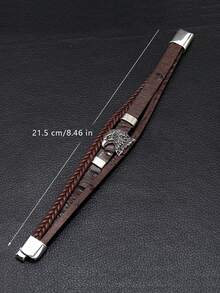 Vòng tay nam - Vòng tay da bện đầu đại bàng cổ điển cá nhân hóa - Vòng tay dây da đơn giản nhiều lớp có khóa từ - Loại bướm - Xem 6