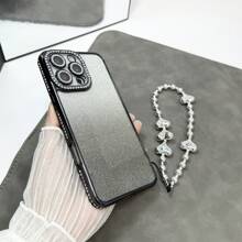 新款时尚电镀闪光手机壳，带水钻装饰、链条挂绳、电镀心形手机带、高端女式设计带镜头膜、防震全覆盖软壳，适用于 17 PROMAX、17 AIR、17 PRO、17、16 PROMAX、16 PRO、16E、15 PROMAX、15 PRO、15、14 PROMAX、14 PRO、14、13 PROMAX、13 PRO、13、12 PROMAX、12 PRO、12、11 和 Galaxy S25 Ultra、S25 PLUS、S25 Edge、S25、S24 Ultra、S24+、S24、S23 Ultra、S23、A15、A16、A55、A56